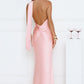 Elegant Mermaid Asymmetric-Halter Sleeveless Satin Open-Back Bridesmaid Dress