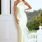 Elegant Mermaid Asymmetric-Halter Sleeveless Satin Open-Back Bridesmaid Dress