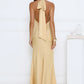 Elegant Mermaid Halter Sleeveless Satin Evening Dress Floor-Length Cowl-Back Bridesmaid Dress