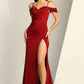 Elegant Mermaid Off-the-Shoulder Short-Sleeve Satin Floor-Length Corset-Back Formal Prom Dress