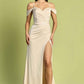 Elegant Mermaid Off-the-Shoulder Short-Sleeve Satin Floor-Length Corset-Back Formal Prom Dress