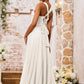 Elegant Mermaid V-Neck Spaghetti-Strap Floor-Length Knotted Bow Prom Dress