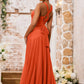 Elegant Mermaid V-Neck Spaghetti-Strap Floor-Length Knotted Bow Prom Dress