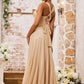 Elegant Mermaid V-Neck Spaghetti-Strap Floor-Length Knotted Bow Prom Dress