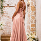 Elegant Mermaid V-Neck Spaghetti-Strap Floor-Length Knotted Bow Prom Dress