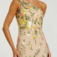 Exquisite Column One-shoulder Sleeveless Mesh Long Embroidered Evening Gown