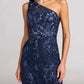 Exquisite Column One-shoulder Sleeveless Mesh Long Embroidered Evening Gown
