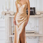Exquisite Mermaid Sweetheart Strapless Satin Floor-Length Corset Lace-up Slit Evening Gown