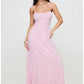 Fitted Column Square Spaghetti Strap Crisscross Lace Up Floor Prom Dress