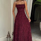 Floral Lace A-Line Maxi Prom Dress With Lace-Up Back And Spaghetti Straps