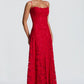 Floral Lace A-Line Maxi Prom Dress With Lace-Up Back And Spaghetti Straps