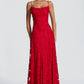 Floral Lace A-Line Maxi Prom Dress With Lace-Up Back And Spaghetti Straps