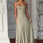Floral Lace A-Line Maxi Prom Dress With Lace-Up Back And Spaghetti Straps
