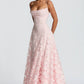 Floral Lace A-Line Maxi Prom Dress With Lace-Up Back And Spaghetti Straps