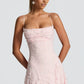 Floral Lace A-Line Maxi Prom Dress With Lace-Up Back And Spaghetti Straps