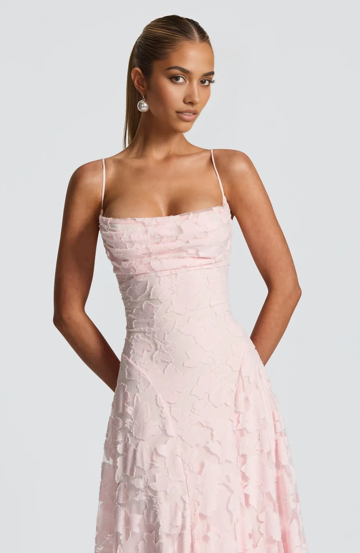 Floral Lace A-Line Maxi Prom Dress With Lace-Up Back And Spaghetti Straps