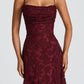 Floral Lace A-Line Maxi Prom Dress With Lace-Up Back And Spaghetti Straps