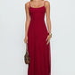 Flow Column Square Spaghetti Strap Zip Back Maxi Prom Dress