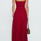 Flow Column Square Spaghetti Strap Zip Back Maxi Prom Dress