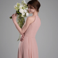 Flowy A-Line Halter-Neck Chiffon Ruffled Maxi Bridesmaid Dress