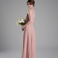 Flowy A-Line Halter-Neck Chiffon Ruffled Maxi Bridesmaid Dress