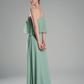 Flowy A-Line One-Shoulder Chiffon Ruffled Slit Maxi Bridesmaid Dress