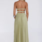 Flowy A-Line Strapless Sweetheart Pleated Floor-Length Back-Cutout Bridesmaid Dress