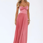 Flowy A-Line Strapless Sweetheart Pleated Floor-Length Back-Cutout Bridesmaid Dress