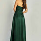 Flowy A-Line Strapless Sweetheart Satin Floor-Length Keyhole-Slit Bridesmaid Dress