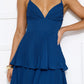 A-line Flowy Tiered Sleeveless Chiffon Maxi Pleated Cross-Back Bridesmaid Dress