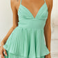 A-line Flowy Tiered Sleeveless Chiffon Maxi Pleated Cross-Back Bridesmaid Dress