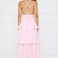 A-line Flowy Tiered Sleeveless Chiffon Maxi Pleated Cross-Back Bridesmaid Dress