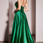 Glamorous A-Line Sweetheart Strapless Satin Floor-Length Corset High Slit Evening Dress