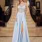 Glamorous ALine Sweetheart Sleeveless Satin Maxi Corset Prom Dress