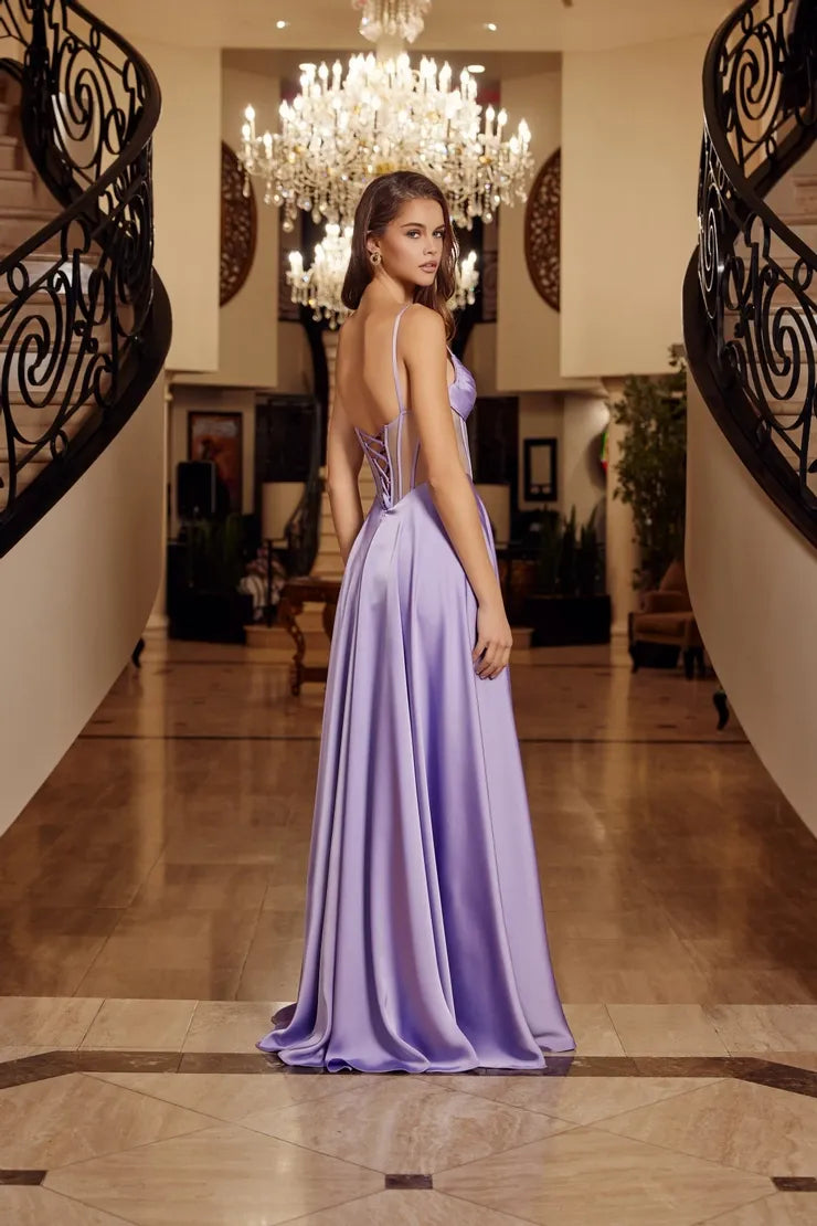 Glamorous ALine Sweetheart Sleeveless Satin Maxi Corset Prom Dress