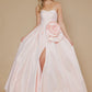 Glamorous Ballgown Sweetheart Strapless Satin Floor-Length Flower Slit Prom Dress