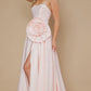 Glamorous Ballgown Sweetheart Strapless Satin Floor-Length Flower Slit Prom Dress