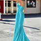 Glamorous Mermaid Cowl Neck Sleeveless Satin Floor-Length Slit Prom Dress