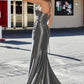 Glamorous Mermaid Cowl Neck Sleeveless Satin Floor-Length Slit Prom Dress