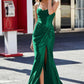Glamorous Mermaid Cowl Neck Sleeveless Satin Floor-Length Slit Prom Dress