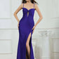 Glamorous Mermaid Sweetheart Sleeveless Glitter Floor Length Bow Slit Prom Dress