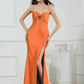Glamorous Mermaid Sweetheart Sleeveless Glitter Floor Length Bow Slit Prom Dress