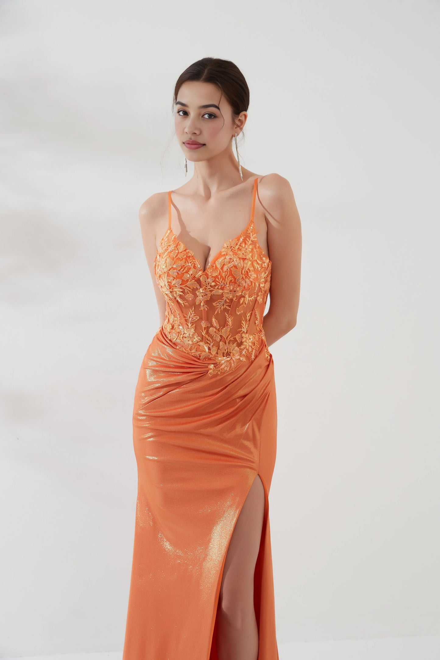 Glamorous Mermaid Sweetheart Sleeveless Shimmer Floor Length Lace-up Slit Evening Gown