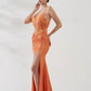 Glamorous Mermaid Sweetheart Sleeveless Shimmer Floor Length Lace-up Slit Evening Gown