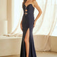 Glamorous Mermaid Sweetheart Strapless Satin Maxi Embellished Prom Dress