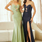 Glamorous Mermaid Sweetheart Strapless Satin Maxi Embellished Prom Dress