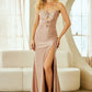 Glamorous Mermaid Sweetheart Strapless Satin Maxi Embellished Prom Dress