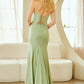 Glamorous Mermaid Sweetheart Strapless Satin Maxi Embellished Prom Dress