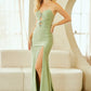 Glamorous Mermaid Sweetheart Strapless Satin Maxi Embellished Prom Dress