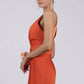 Glamorous Sheath Plunging V-neck Sleeveless Satin Floor-length Twist-front Evening Gown